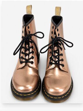 Dr. Martens 1460 Pascal Rose Gold Metallic Leather Boots Size 7